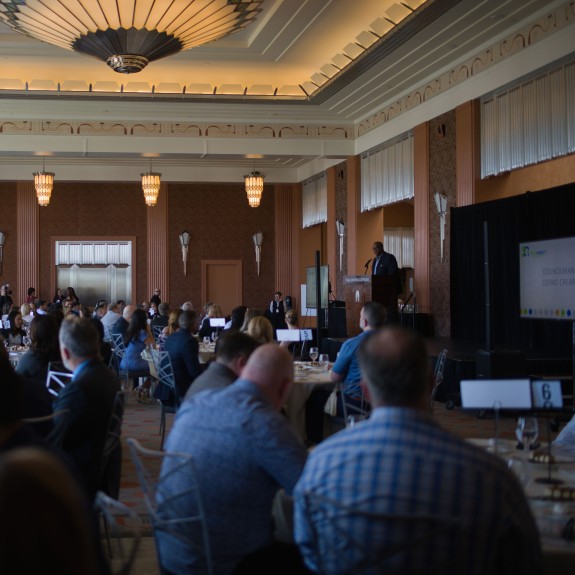 Sit down luncheon in ballroom